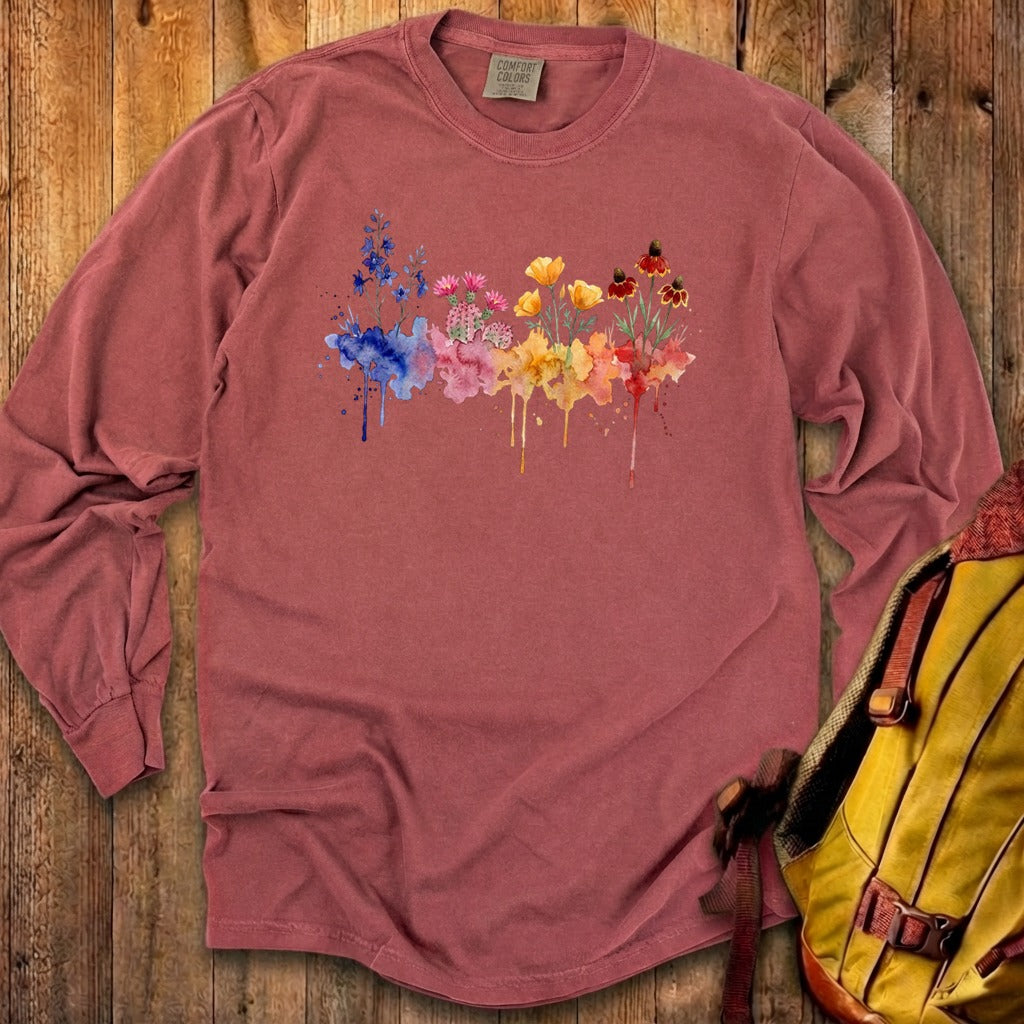 Watercolor Petrified Forest Wildflowers Premium Long Sleeve
