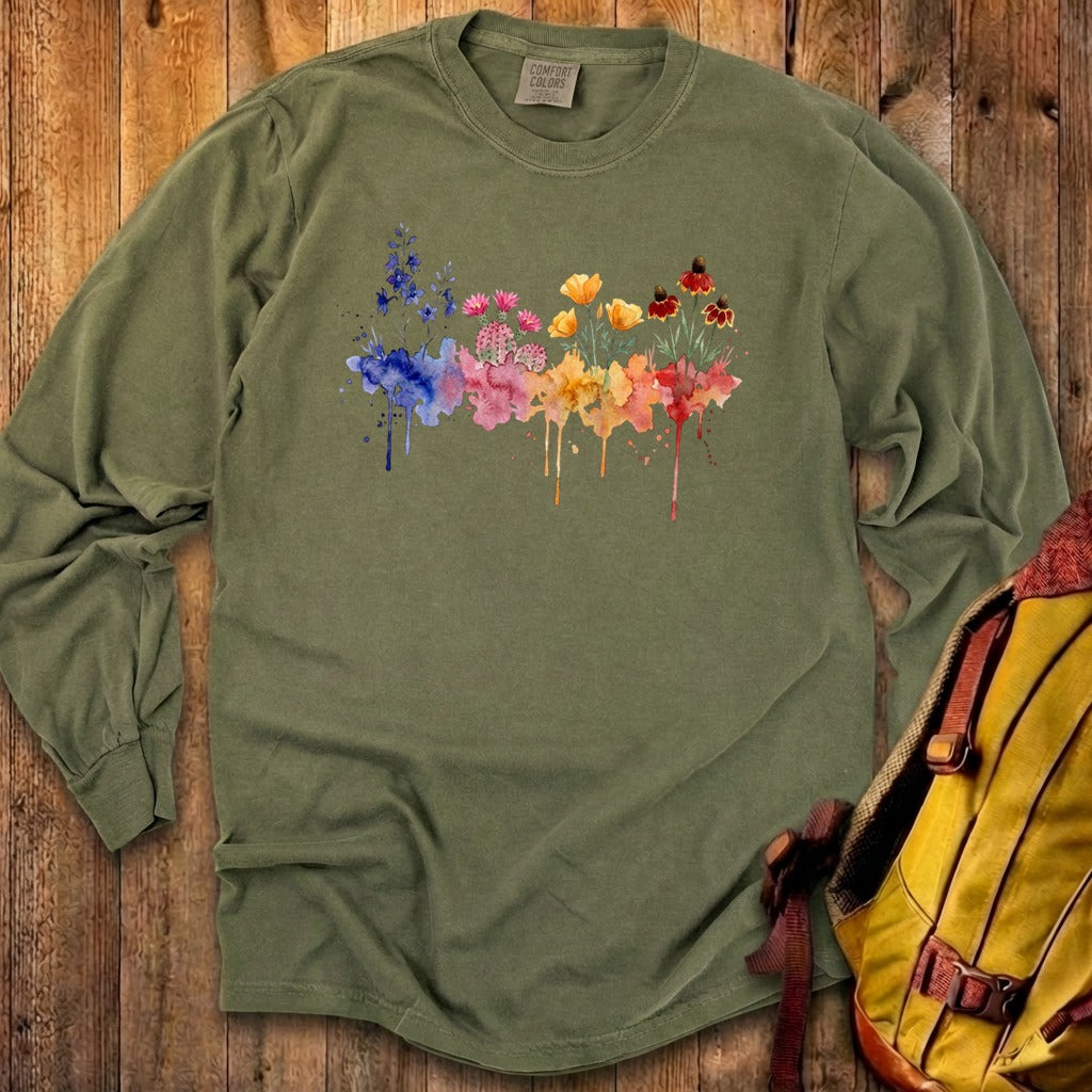 Watercolor Petrified Forest Wildflowers Premium Long Sleeve