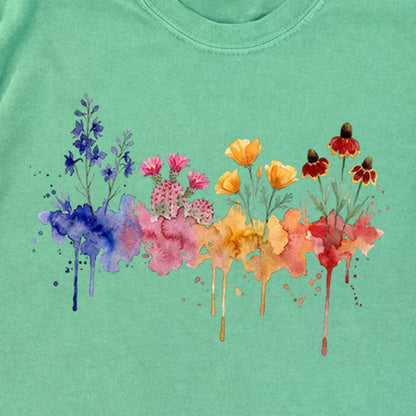 Watercolor Petrified Forest Wildflowers Premium Long Sleeve