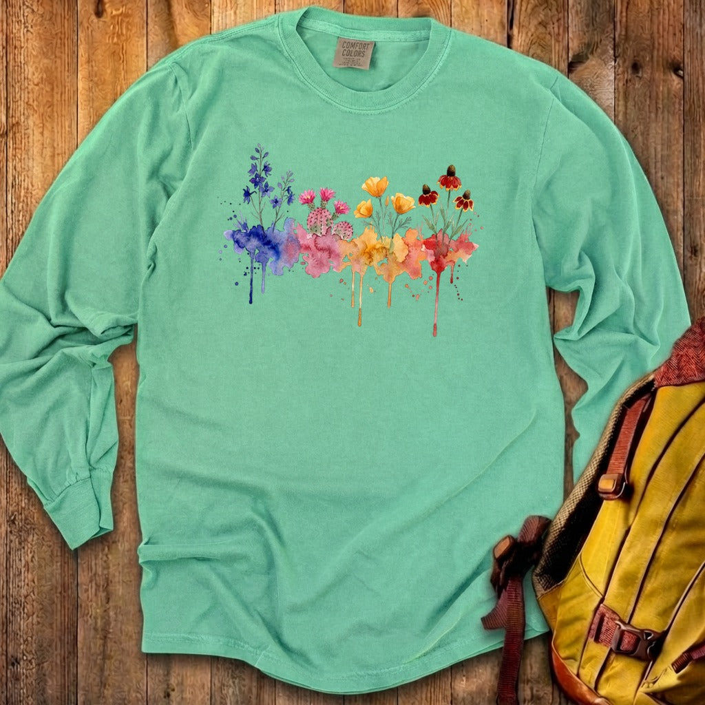 Watercolor Petrified Forest Wildflowers Premium Long Sleeve