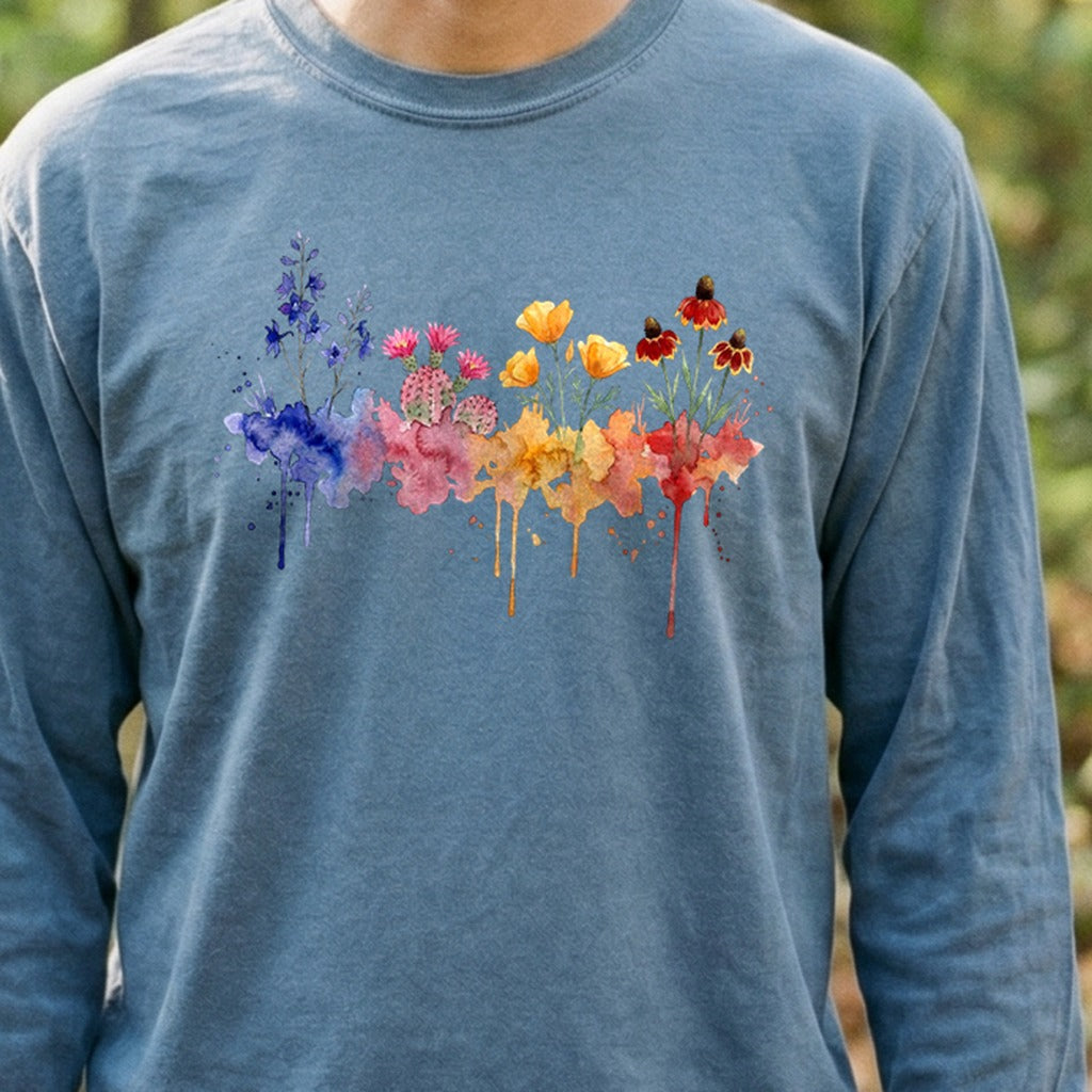 Watercolor Petrified Forest Wildflowers Premium Long Sleeve