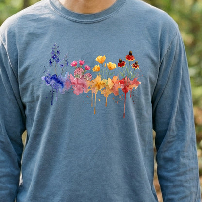 Watercolor Petrified Forest Wildflowers Premium Long Sleeve