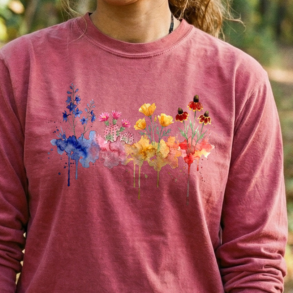 Watercolor Petrified Forest Wildflowers Premium Long Sleeve