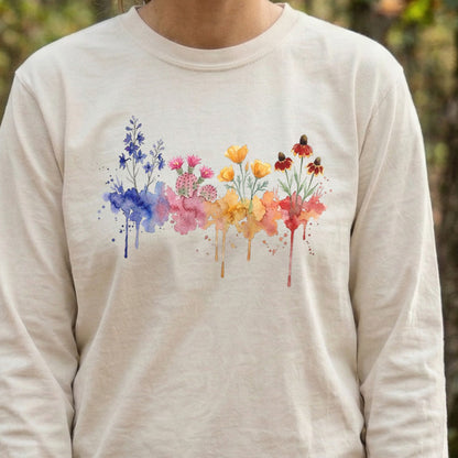 Watercolor Petrified Forest Wildflowers Premium Long Sleeve