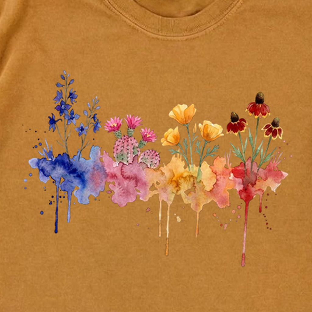 Watercolor Petrified Forest Wildflowers Premium Long Sleeve