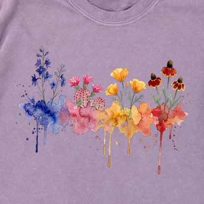 Watercolor Petrified Forest Wildflowers Premium Long Sleeve