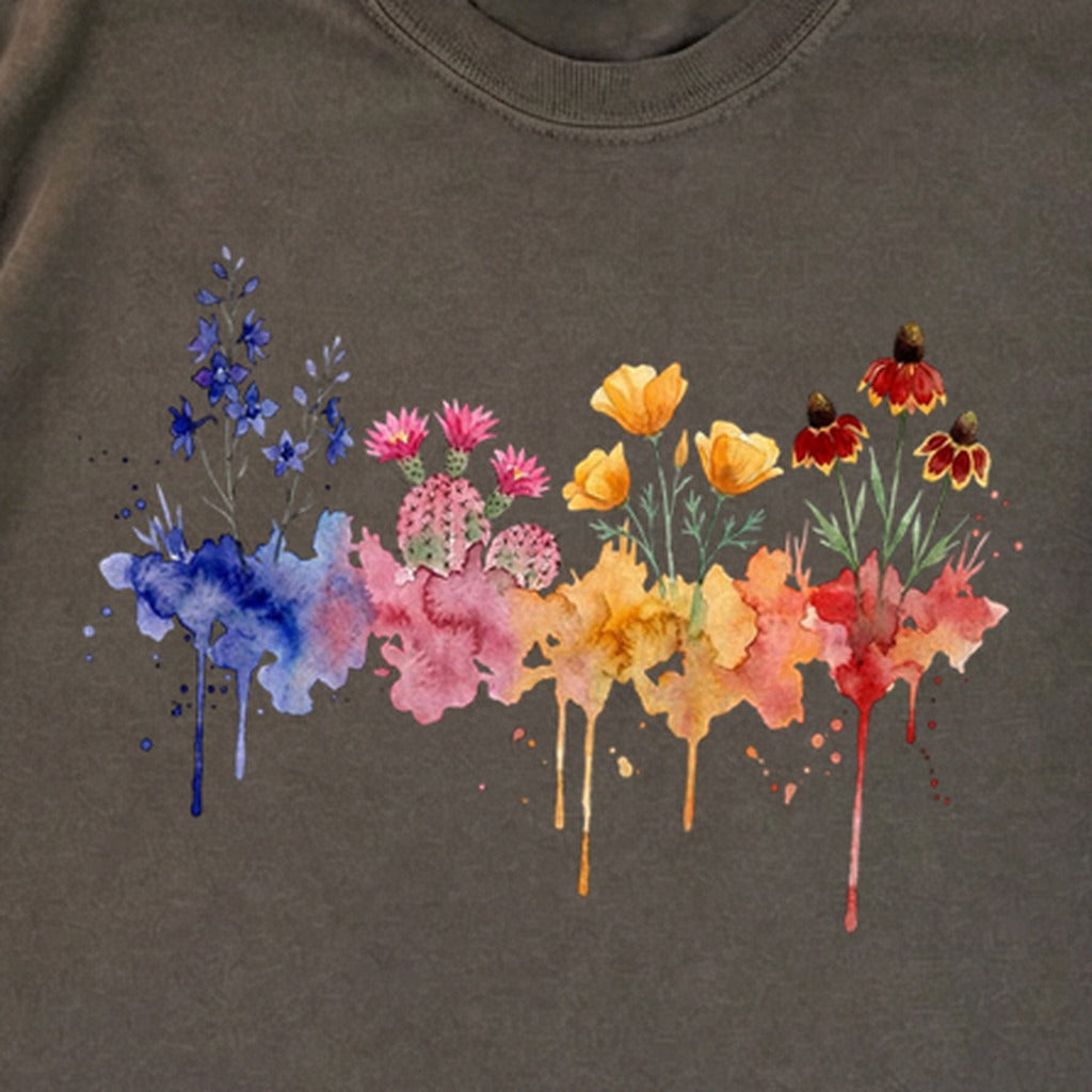 Watercolor Petrified Forest Wildflowers Premium Long Sleeve