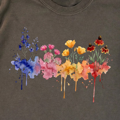 Watercolor Petrified Forest Wildflowers Premium Long Sleeve