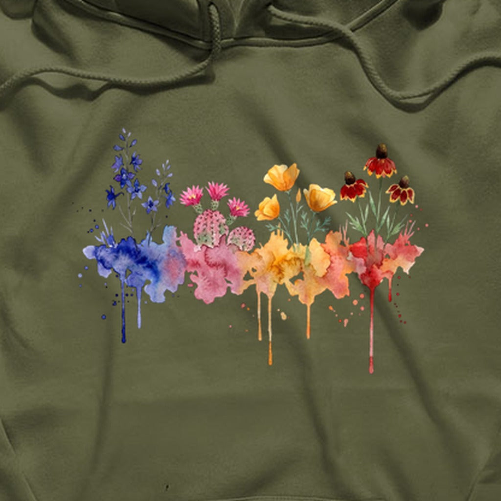 Watercolor Petrified Forest Wildflowers Hoodie