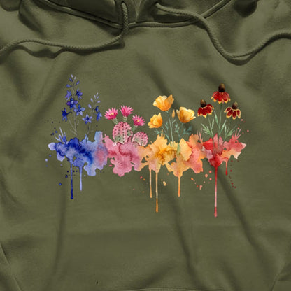 Watercolor Petrified Forest Wildflowers Hoodie
