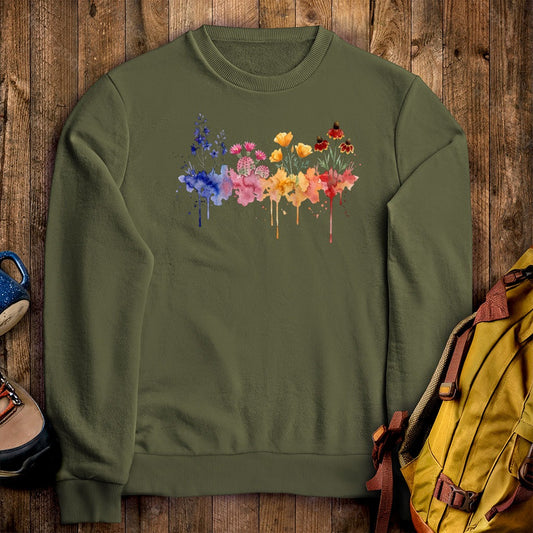 Watercolor Petrified Forest Wildflowers Crewneck Sweatshirt