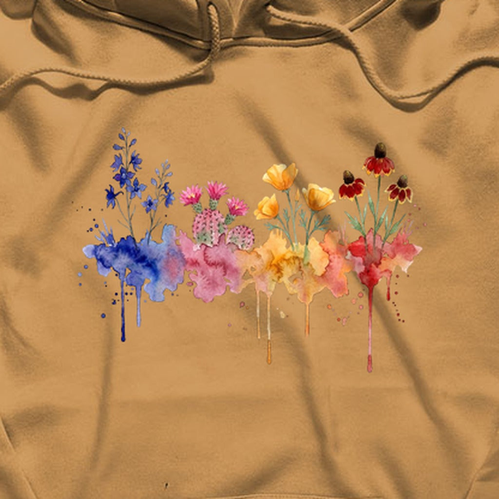 Watercolor Petrified Forest Wildflowers Hoodie