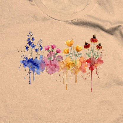 Watercolor Petrified Forest Wildflowers T-Shirt