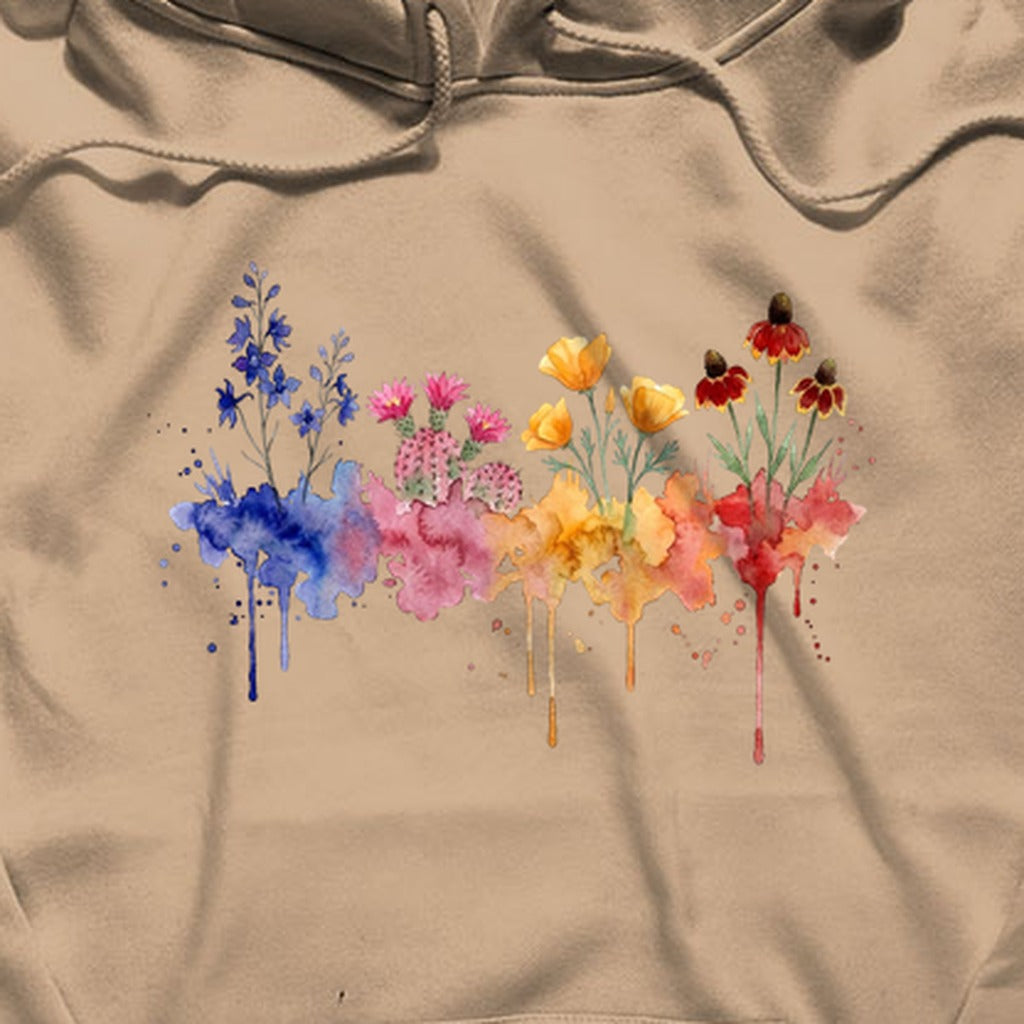 Watercolor Petrified Forest Wildflowers Hoodie