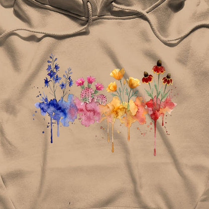 Watercolor Petrified Forest Wildflowers Hoodie