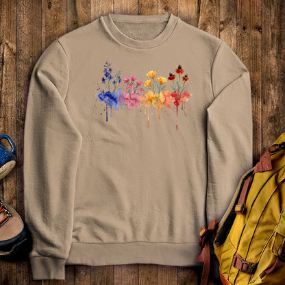 Watercolor Petrified Forest Wildflowers Crewneck Sweatshirt