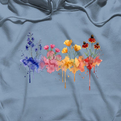 Watercolor Petrified Forest Wildflowers Hoodie