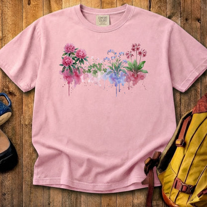 Watercolor Redwood Wildflowers Cotton T-Shirt