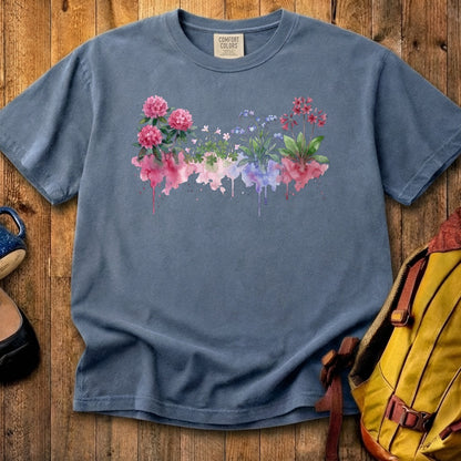 Watercolor Redwood Wildflowers Cotton T-Shirt