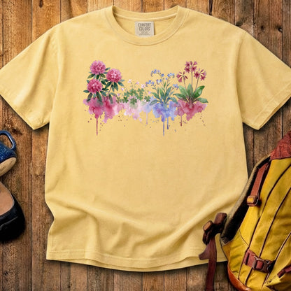 Watercolor Redwood Wildflowers Cotton T-Shirt