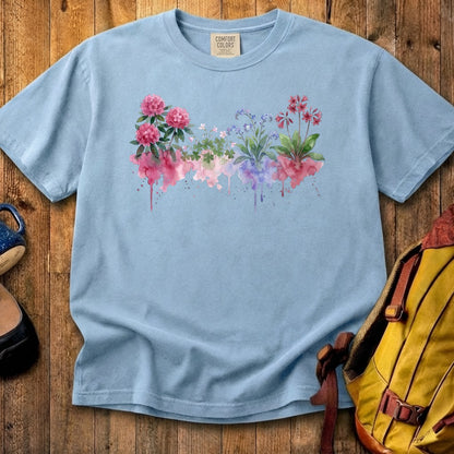 Watercolor Redwood Wildflowers Cotton T-Shirt