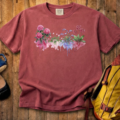 Watercolor Redwood Wildflowers Cotton T-Shirt