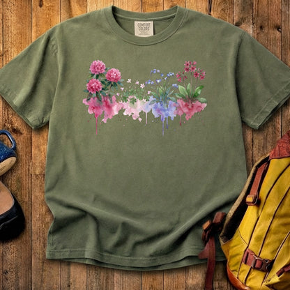 Watercolor Redwood Wildflowers Cotton T-Shirt