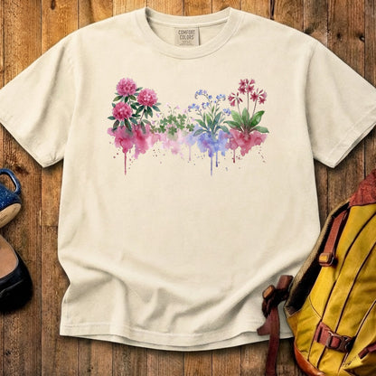 Watercolor Redwood Wildflowers Cotton T-Shirt