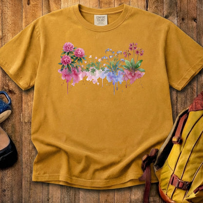 Watercolor Redwood Wildflowers Cotton T-Shirt