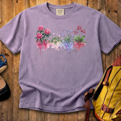 Watercolor Redwood Wildflowers Cotton T-Shirt