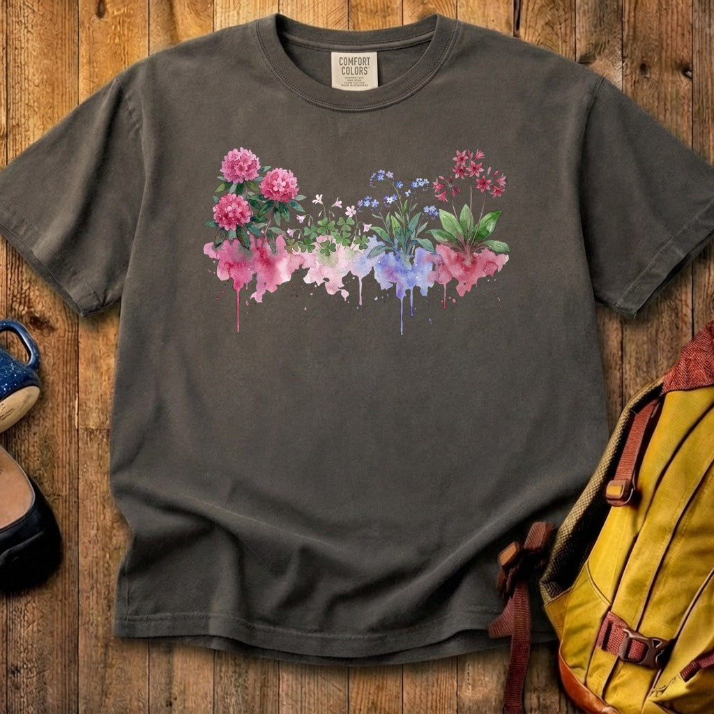 Watercolor Redwood Wildflowers Cotton T-Shirt