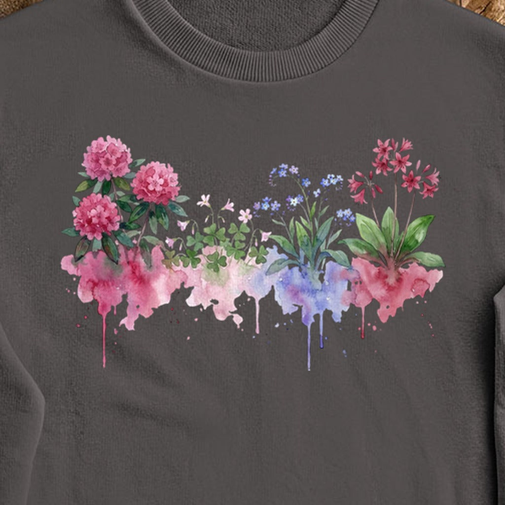 Watercolor Redwood Wildflowers Crewneck Sweatshirt