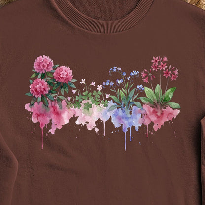 Watercolor Redwood Wildflowers Crewneck Sweatshirt