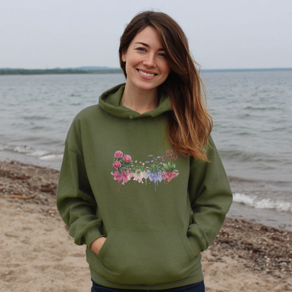 Watercolor Redwood Wildflowers Hoodie