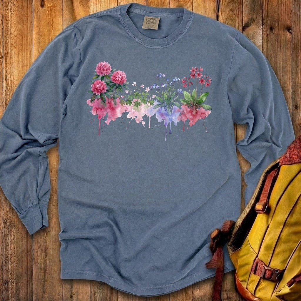 Watercolor Redwood Wildflowers Premium Long Sleeve