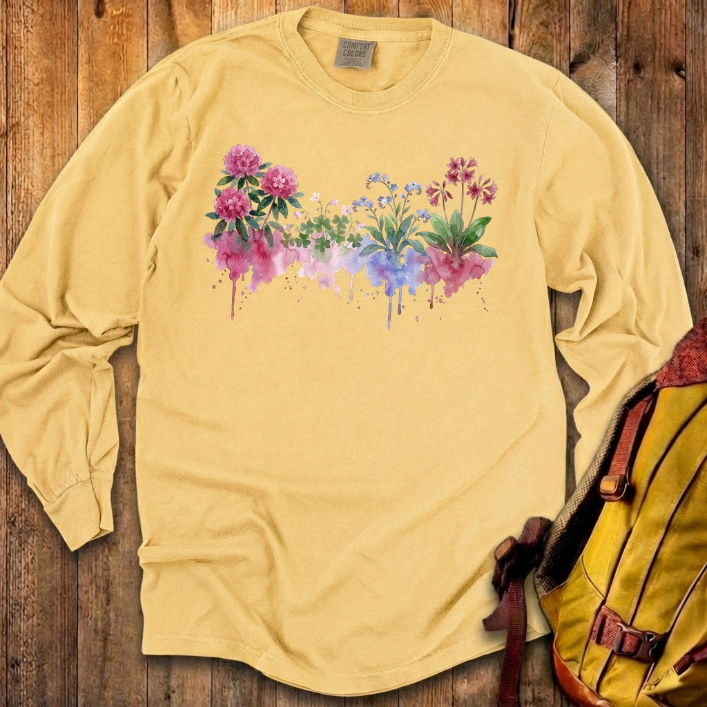 Watercolor Redwood Wildflowers Premium Long Sleeve