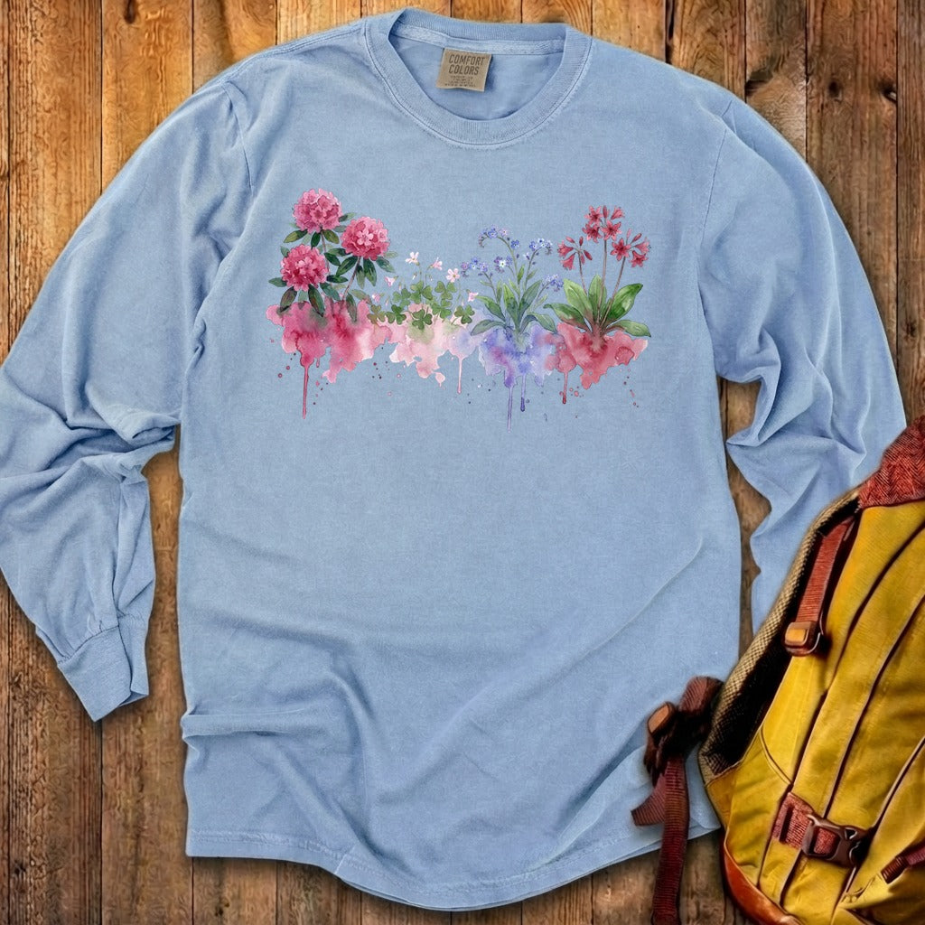 Watercolor Redwood Wildflowers Premium Long Sleeve
