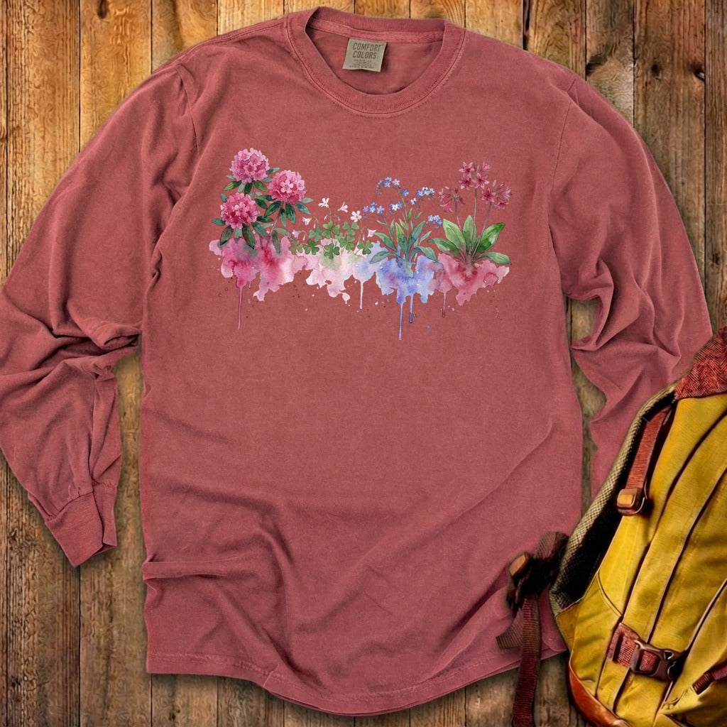 Watercolor Redwood Wildflowers Premium Long Sleeve