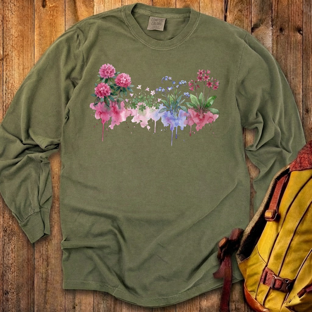 Watercolor Redwood Wildflowers Premium Long Sleeve