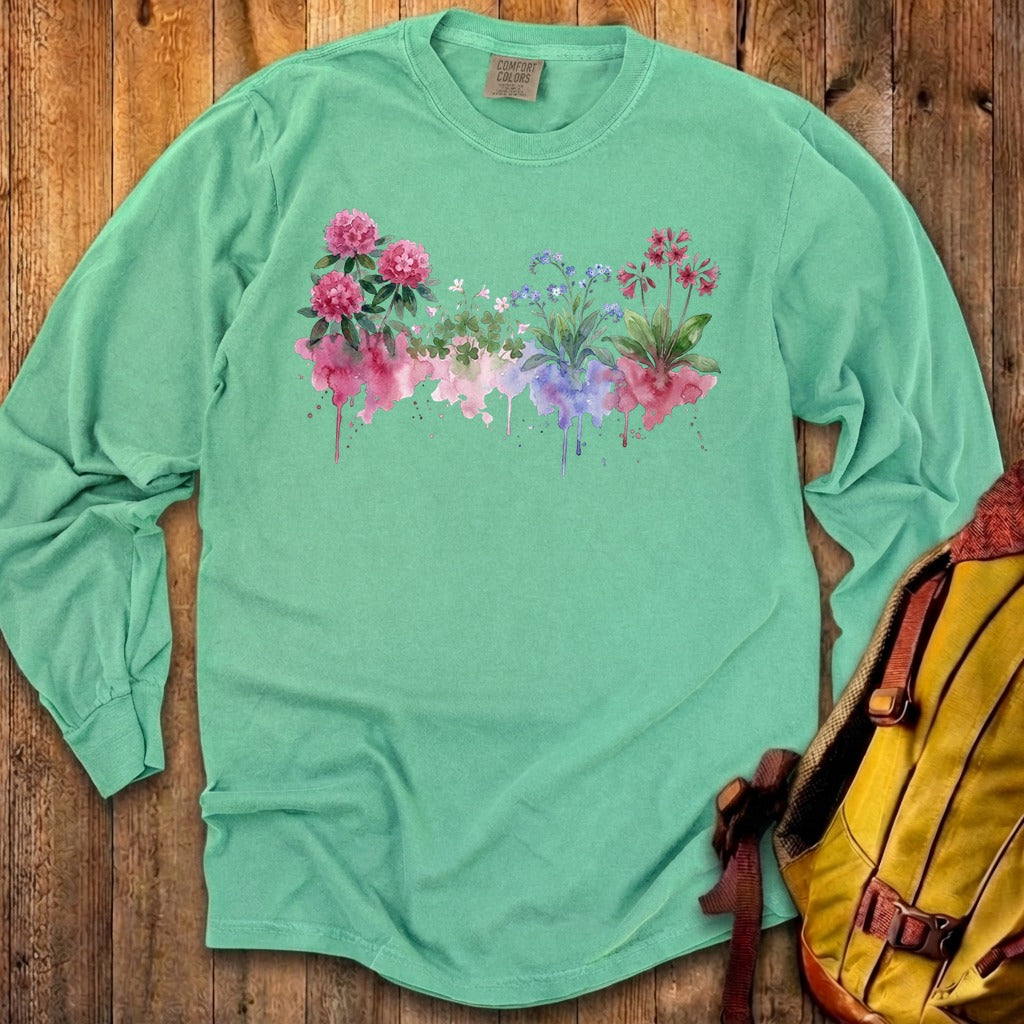 Watercolor Redwood Wildflowers Premium Long Sleeve