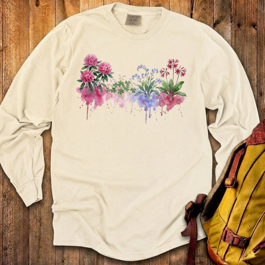 Watercolor Redwood Wildflowers Premium Long Sleeve