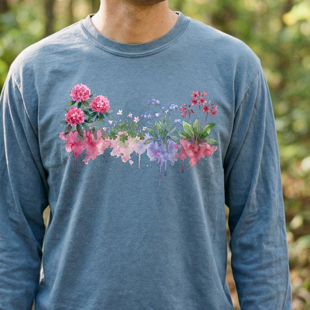 Watercolor Redwood Wildflowers Premium Long Sleeve