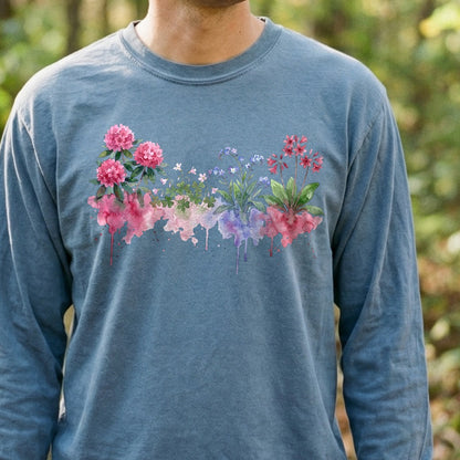 Watercolor Redwood Wildflowers Premium Long Sleeve