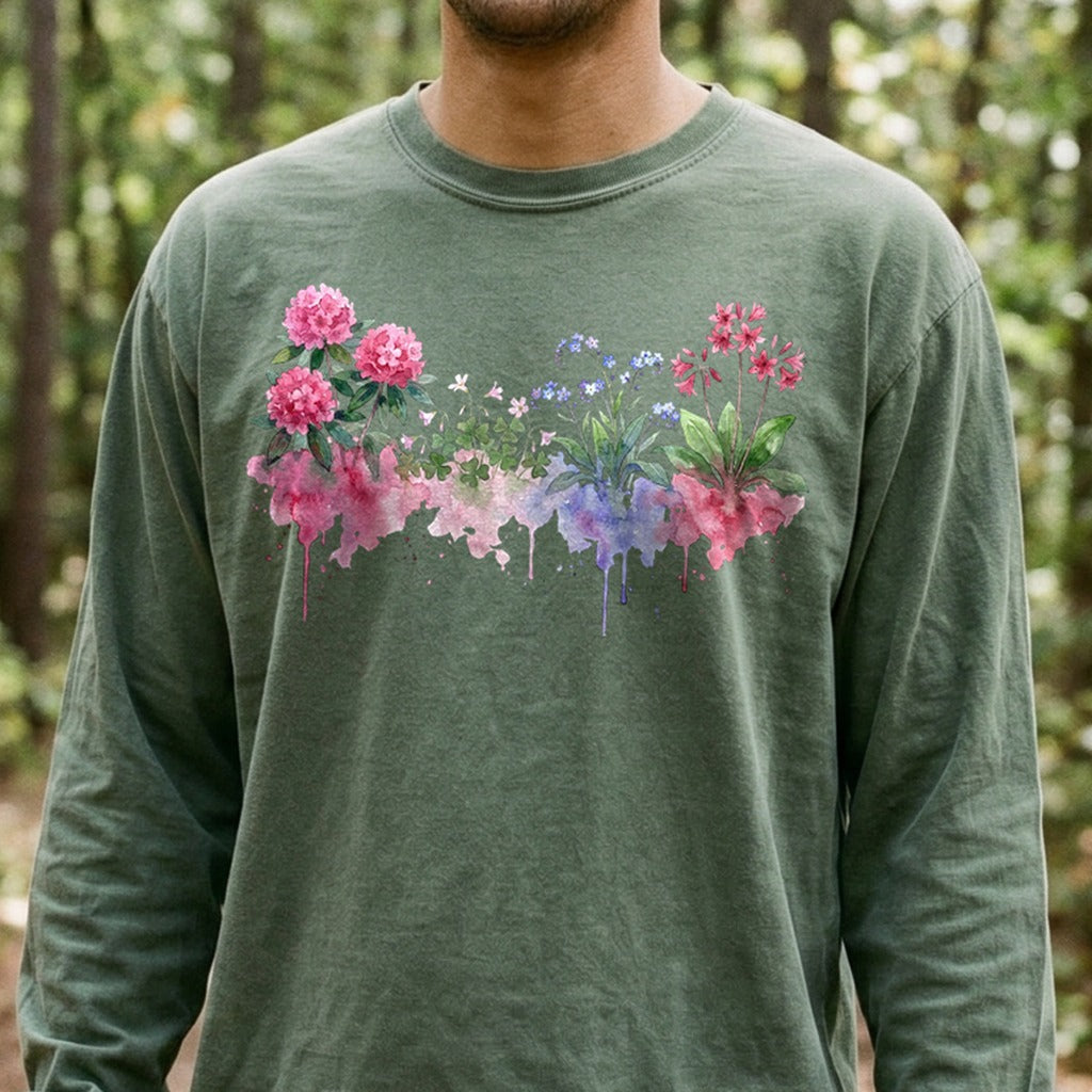 Watercolor Redwood Wildflowers Premium Long Sleeve