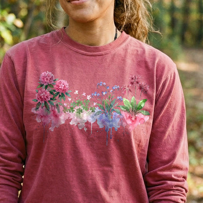 Watercolor Redwood Wildflowers Premium Long Sleeve