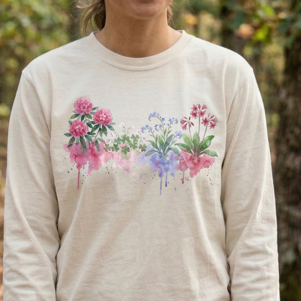 Watercolor Redwood Wildflowers Premium Long Sleeve
