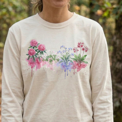 Watercolor Redwood Wildflowers Premium Long Sleeve