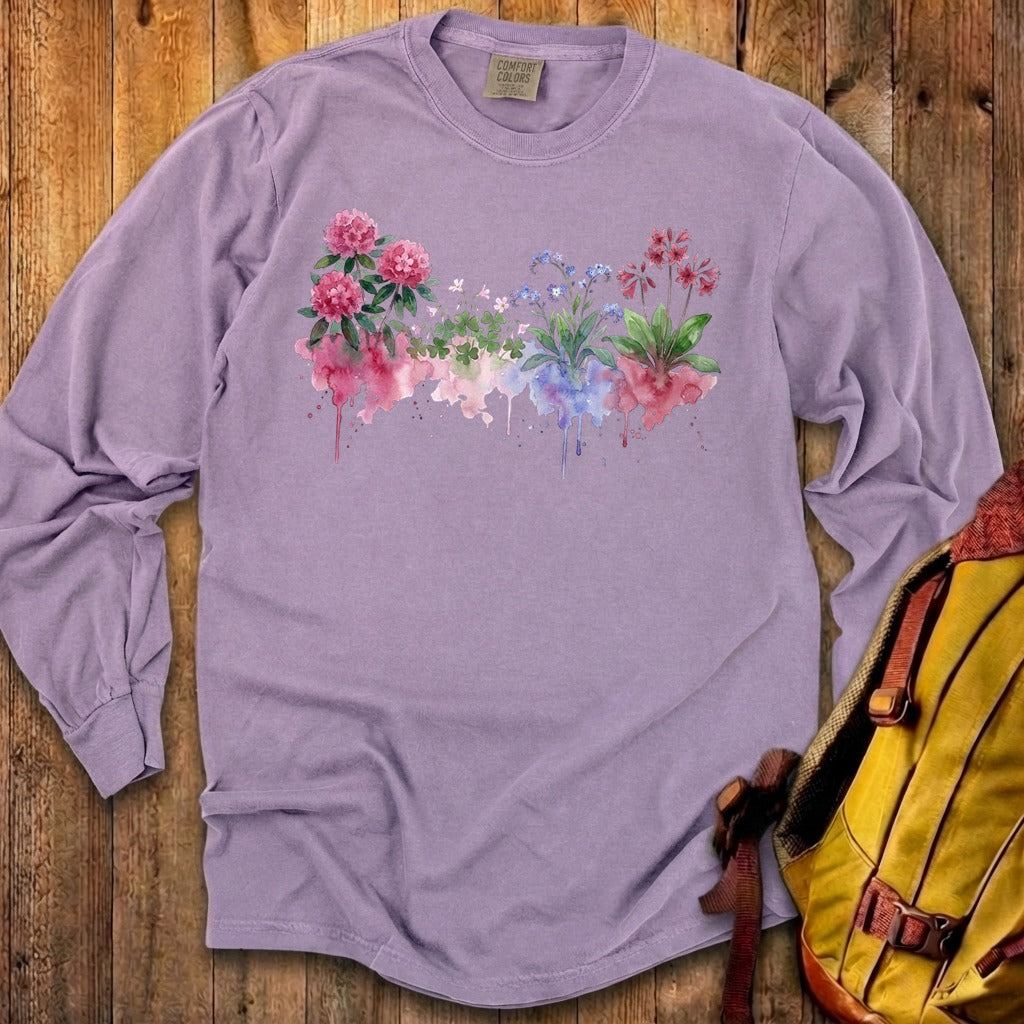 Watercolor Redwood Wildflowers Premium Long Sleeve