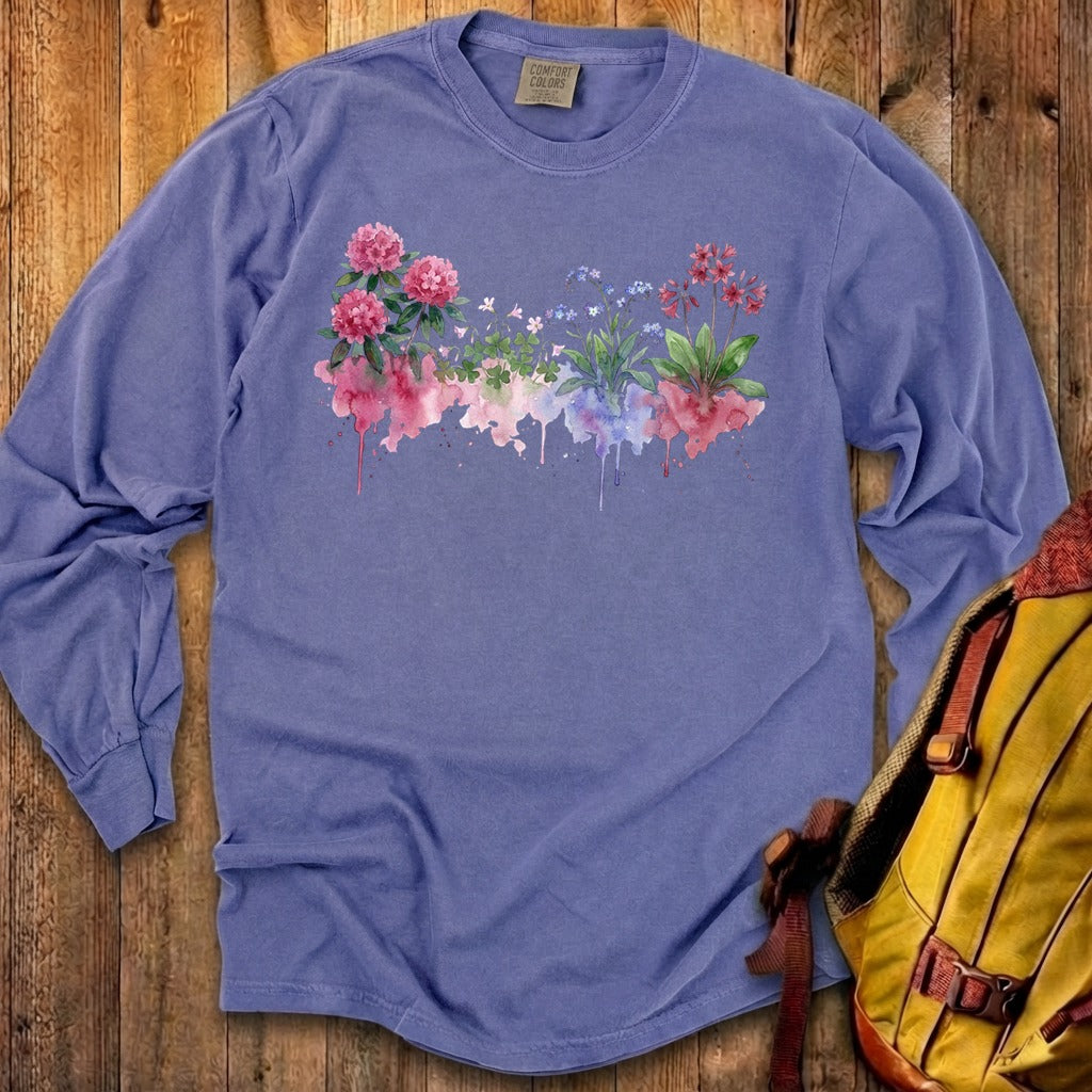 Watercolor Redwood Wildflowers Premium Long Sleeve