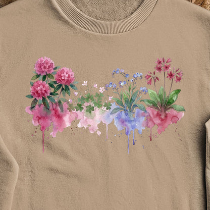 Watercolor Redwood Wildflowers Crewneck Sweatshirt